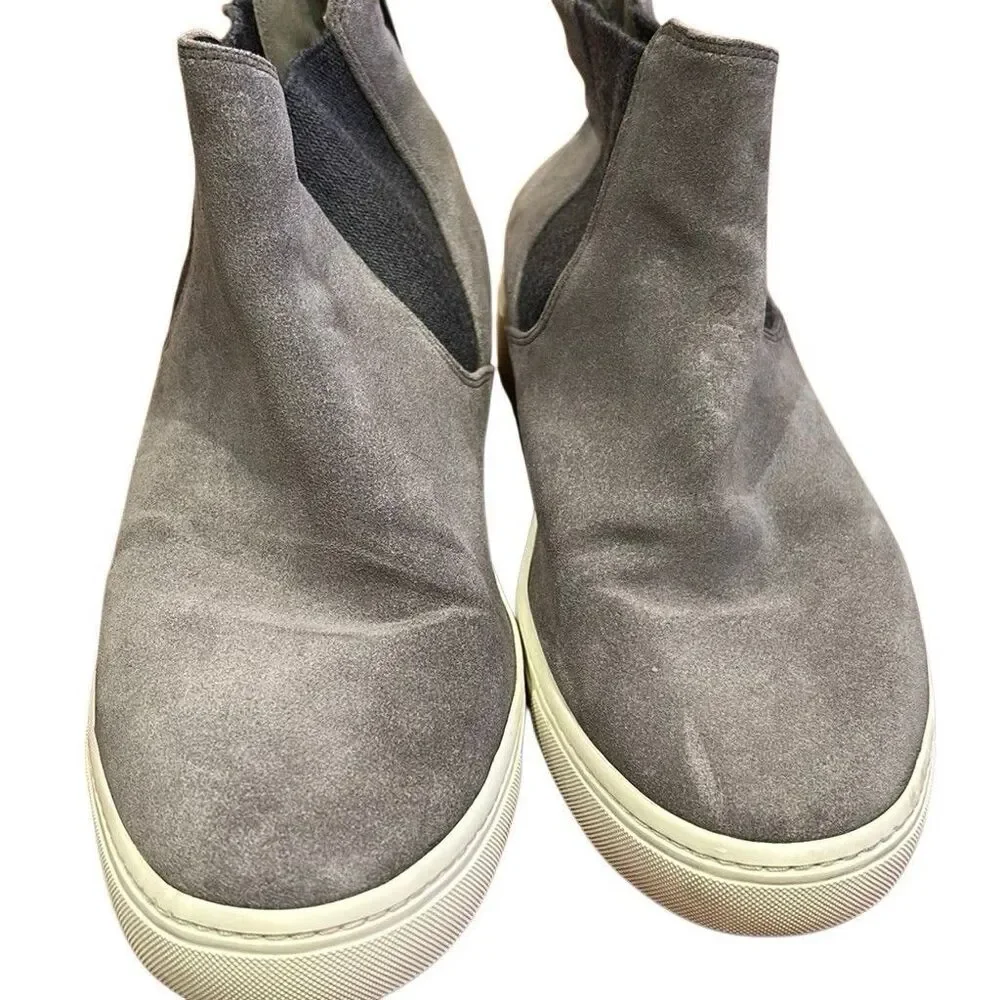 Vince Men's Gray Suede Chelsea Ankle Slip-On Boots Round Toe Pull Tab 8.5